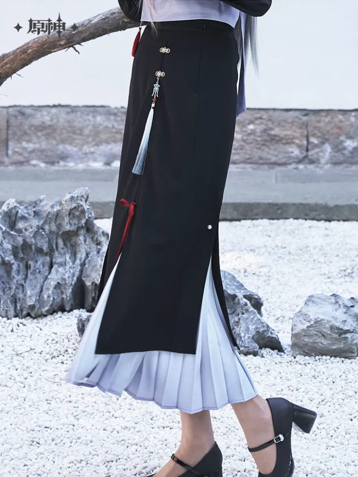 Genshin Impact Shenhe Series Midi Skirt | Long Skirt Cosplay-Inspired Elegant Outfit