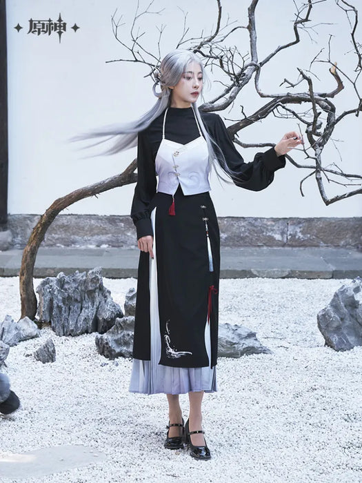 Genshin Impact Shenhe Series Midi Skirt | Long Skirt Cosplay-Inspired Elegant Outfit